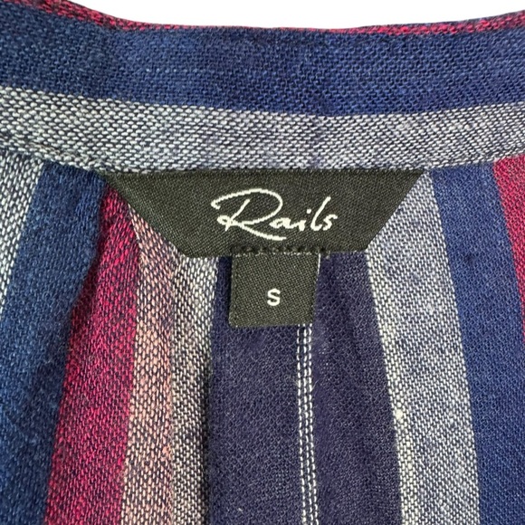 RAILS Drawstring Peplum Marti Shirt in Salvador Stripe Linen Blend Size S - Picture 8 of 12